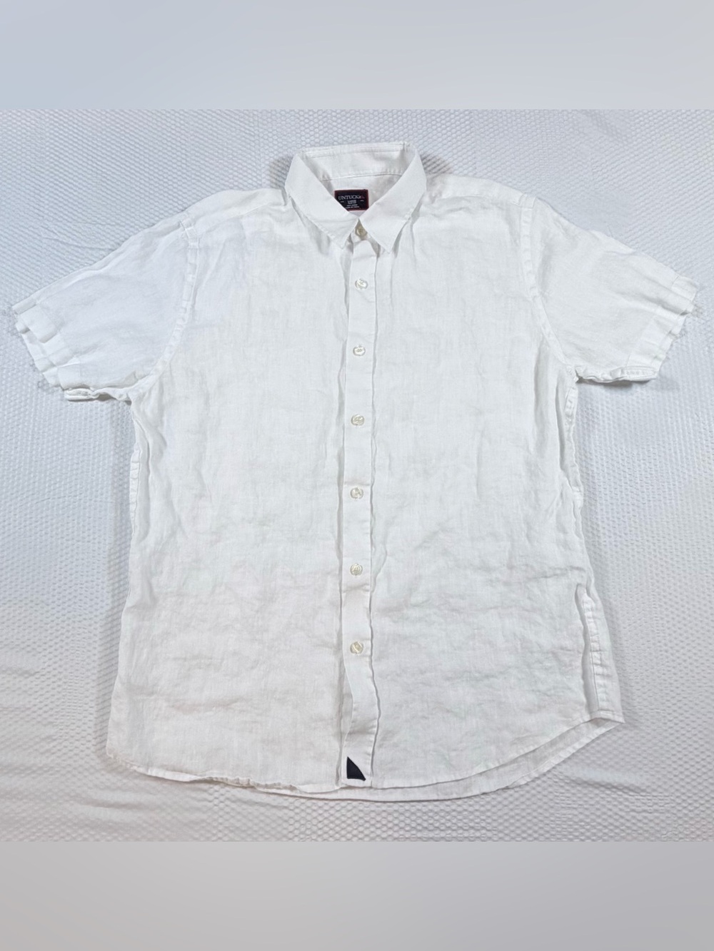 UNTUCKit Men’s Large White 100% Linen Short-Sleeve Button-Down Shirt Slim Fit